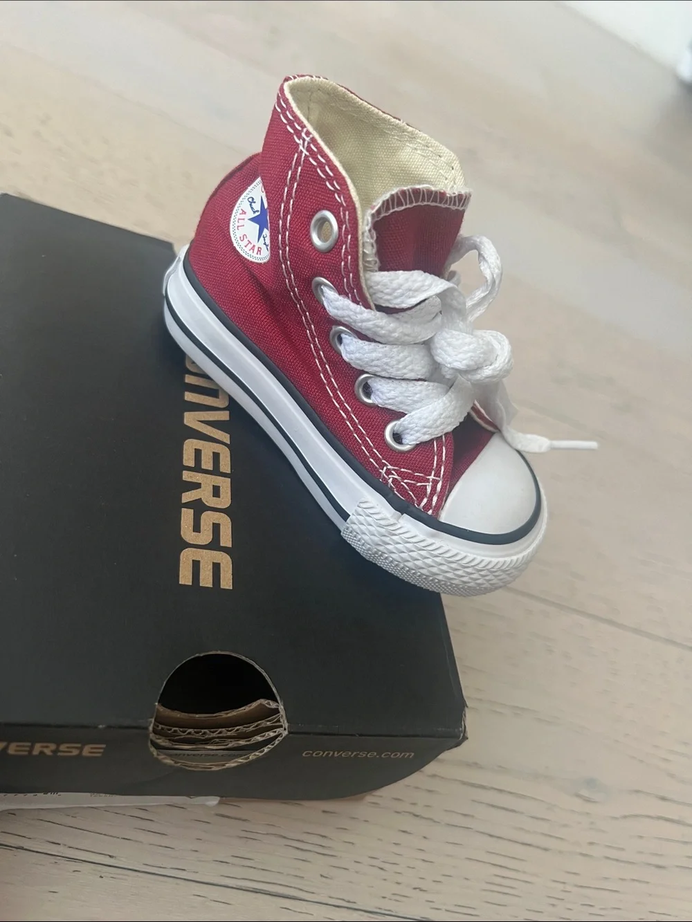 Converse Kids Red High-Top Sneakers with White Details